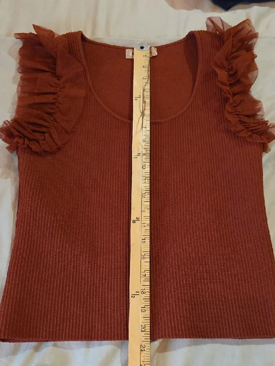 Bailey 44 Rust Ruffle Sleeve Ribbed Tank Top - Picture 11 of 11